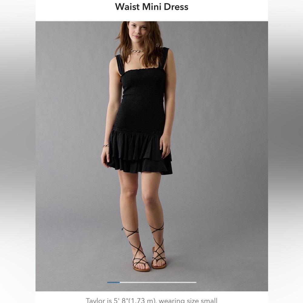 American Eagle Outfitters Black Ruffle Mini Dress